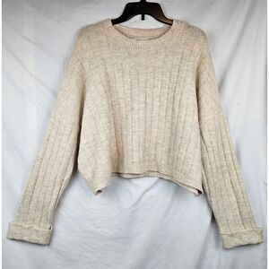 SINCERELY JULES Cream Ribbed Knit Cropped Sweater‎ Womens XL Preppy Classic